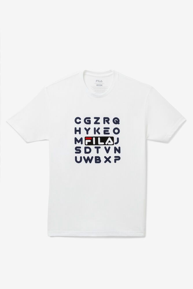 Fila T-Shirt Mens White - Alphabet - Philippines 0892146-TU